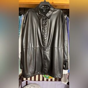 🖤 WOMEN’S RACHEL ZOE, FAUX PLEATHER, BUTTON UP SHACKET - SIZE XL 🖤